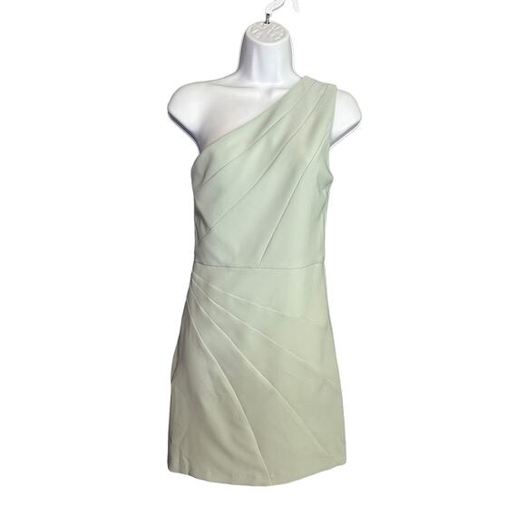 Michael Costello Ava One Shoulder Mini Dress SMALL Ice Blue Bodycon Cocktail NEW - Picture 4 of 10